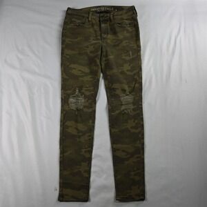 American Eagle 6 Curvy Super Hi Rise Jegging Green Camo Next Level Stretch Jeans
